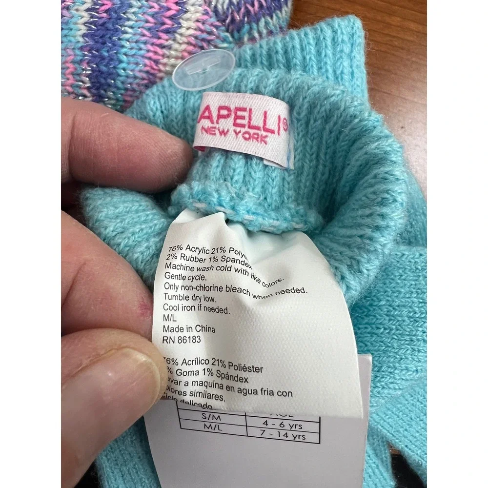 Capelli New York Girls Fox Hat and Gloves Set Pink Blue Faux Fur M/L GK-62072